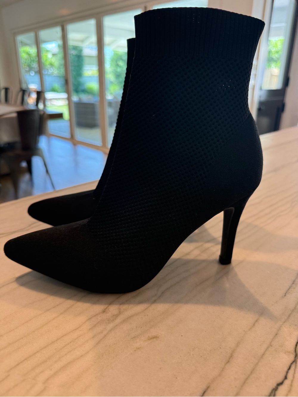 MIA Black Pointed Toe Stretch-Knit Ankle Booties